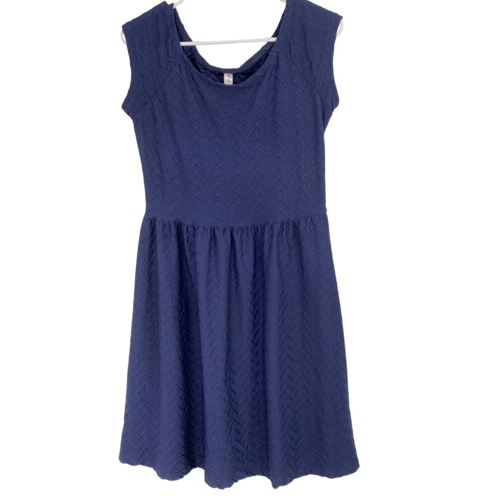 Xhilaration x Target Navy Jacquard Fit & Flare Dress M Stretch Summer RAA10422